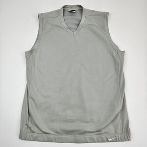 Nike Golf Therma Fit Vest V-Neck Men's Large Sleeveless Gray Pullover Fleece‎